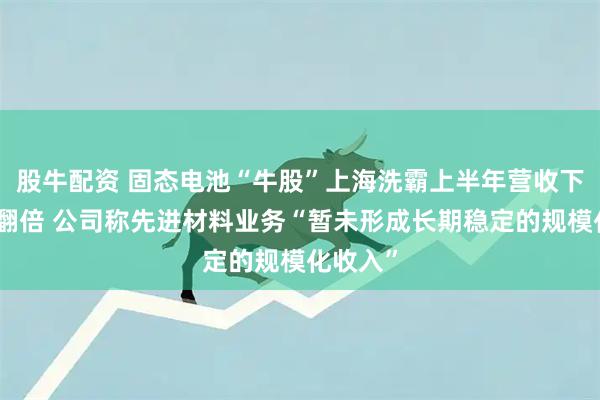 股牛配资 固态电池“牛股”上海洗霸上半年营收下滑净利翻倍 公司称先进材料业务“暂未形成长期稳定的规模化收入”